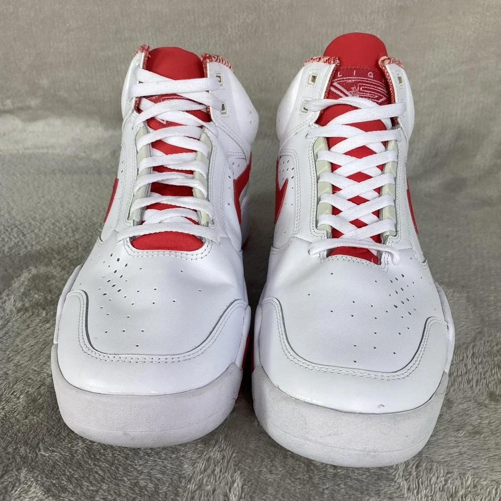 Nike Air Flight Lite II Shoes Mens Size 13 Red White Leather Basketball Sneakers